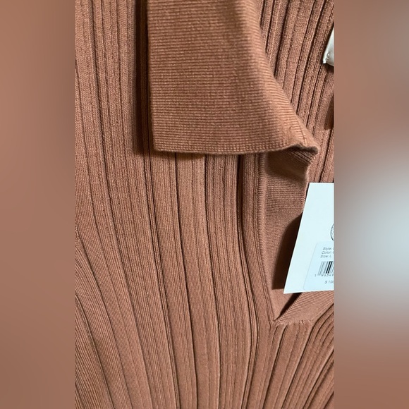 NWT LITA BY CIARA RIB COTTON BLEND POLO MINIDRESS IN CINNAMON SIZE LARGE - Picture 6 of 11